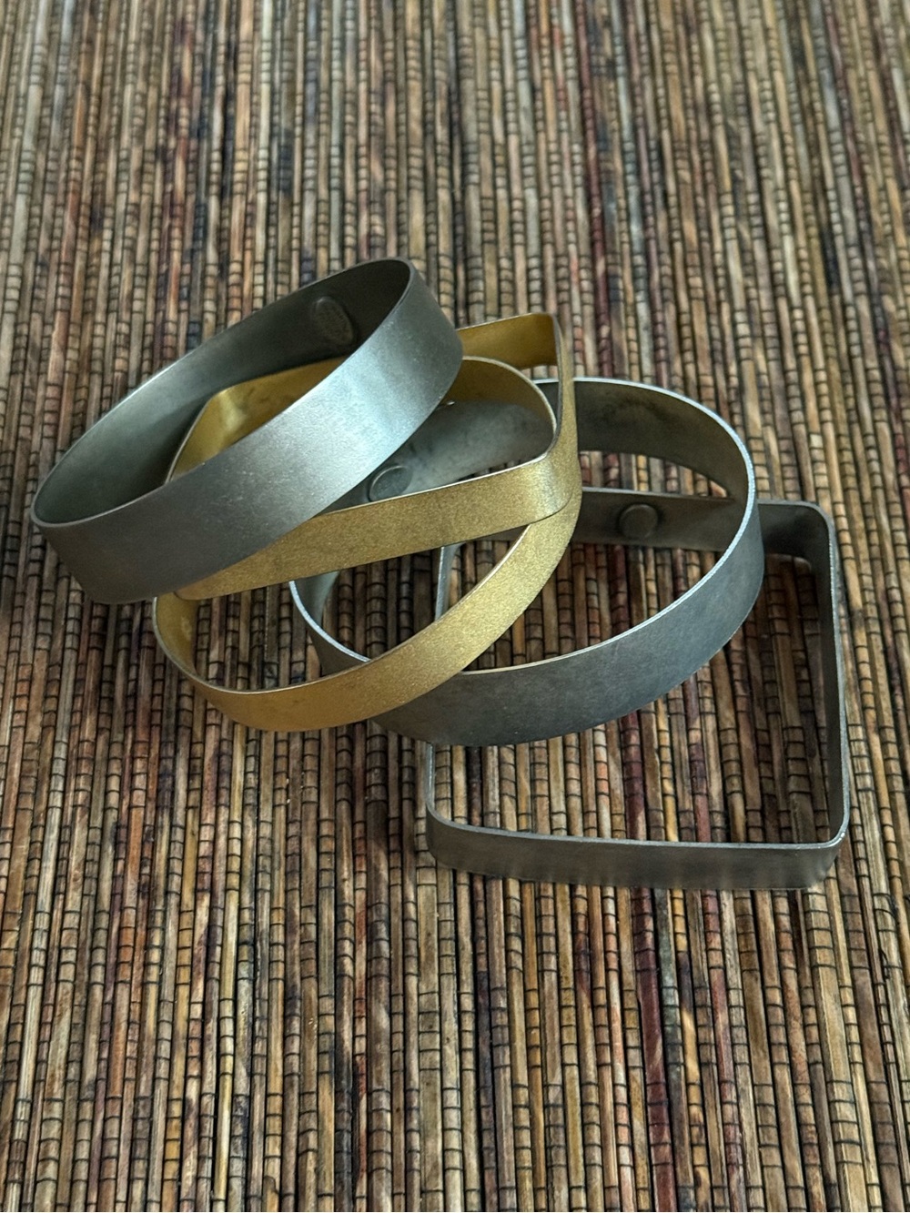 Martha Sturdy Bangle Set Bracelet Matte Gold Silver Tone Metal Modernist